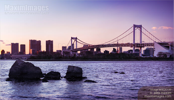 Stock photo of Rainbow bridge across Tokyo Bay Buy commercial use license at MaximImages