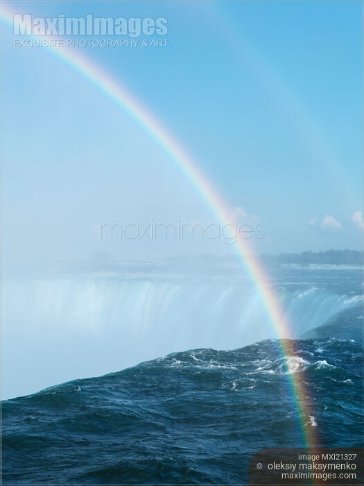 Stock photo of Rainbow over Niagara Falls Buy commercial use license at MaximImages