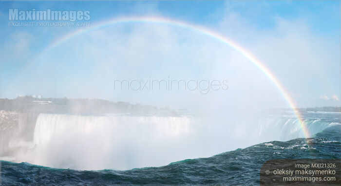 Rainbow over Niagara Falls Horseshoe Waterfall Stock photo of Rainbow over Niagara Falls Horseshoe Waterfall Buy commercial use license at MaximImages