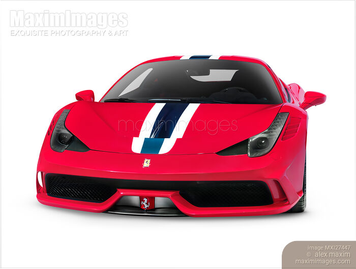 Stock photo of Red Ferrari 458 Speciale sports car Buy commercial use license at MaximImages