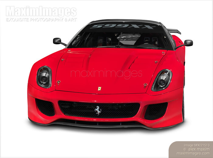 Red Ferrari 599XX sports car isolated on white Stock photo of Red Ferrari 599XX sports car isolated on white Buy commercial use license at MaximImages