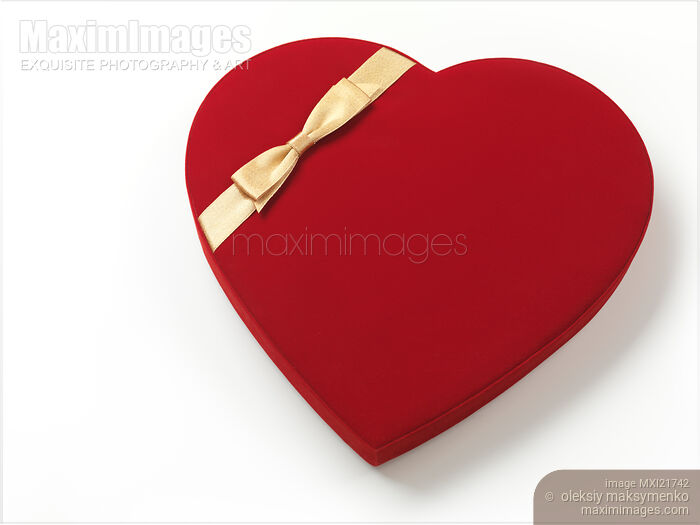 Stock photo of Red Heart-Shaped Gift Box Buy commercial use license at MaximImages