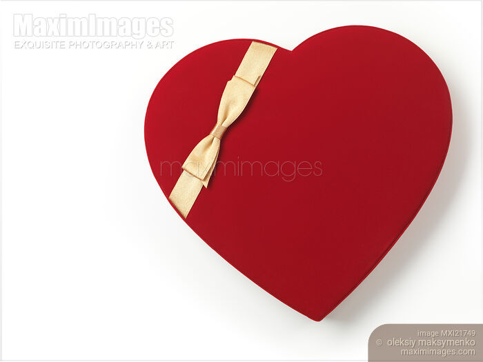 Stock photo of Red Heart-Shaped Gift Box Buy commercial use license at MaximImages