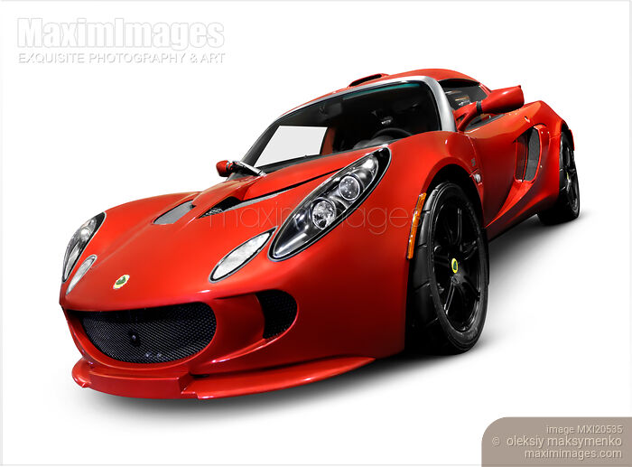 Stock photo of Red Lotus Elise sports car Buy commercial use license at MaximImages