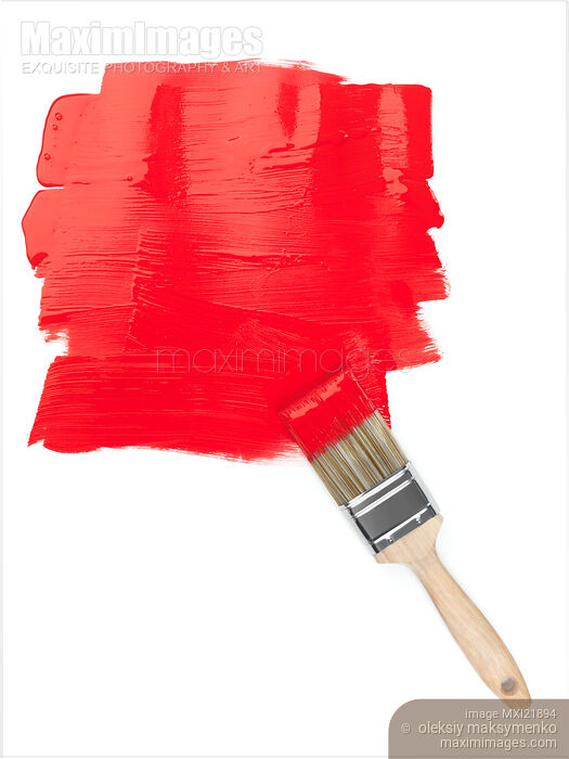 Stock photo of Red Paint and a Brush Buy commercial use license at MaximImages
