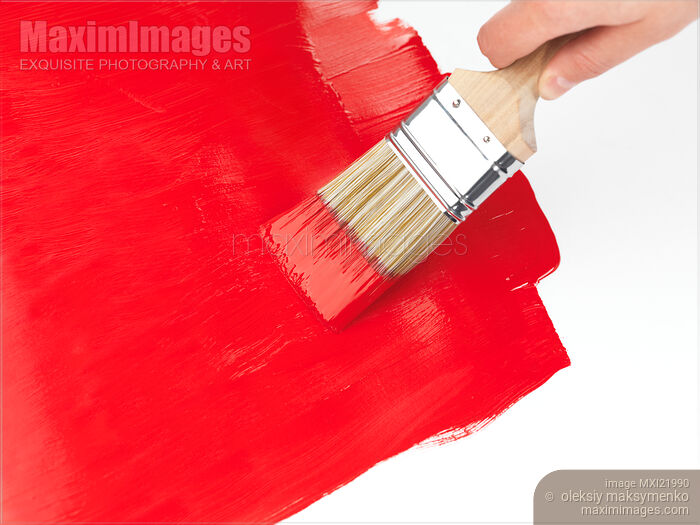 Stock photo of Red Paint and a Brush Buy commercial use license at MaximImages