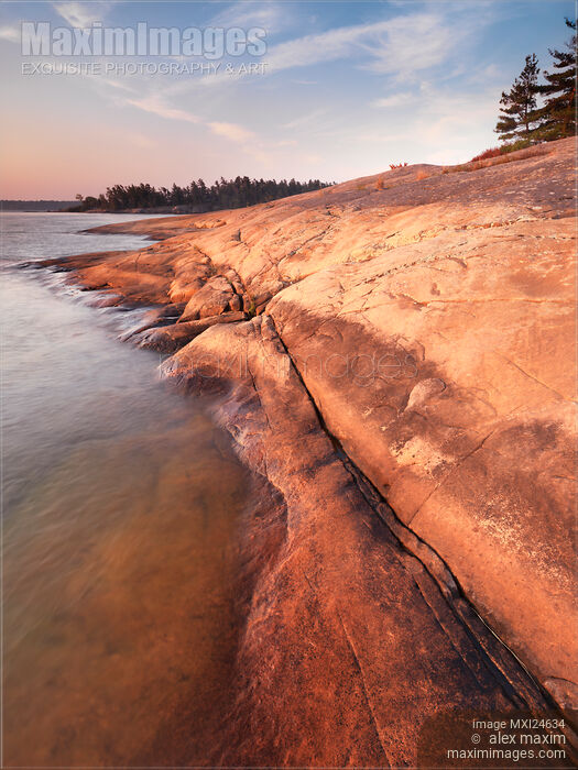 Stock photo of Red rocks of Georgian Bay at Killbear Buy commercial use license at MaximImages