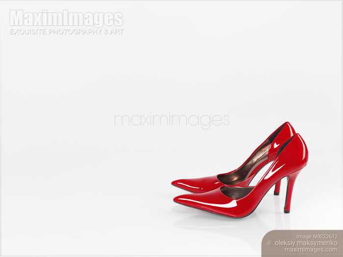 Red Sexy High Heel Shoes on White Background Stock photo of Red Sexy High Heel Shoes on White Background Buy commercial use license at MaximImages