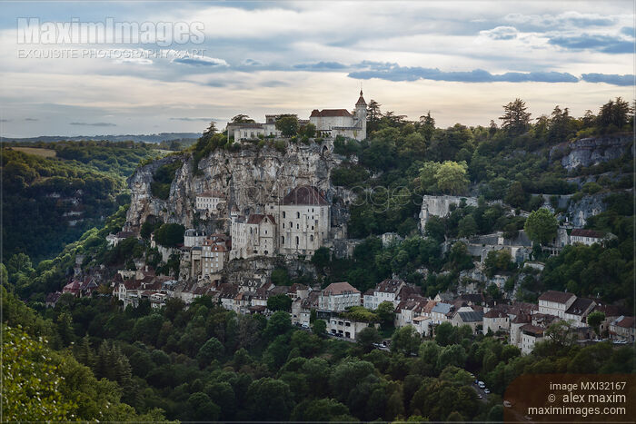 Stock photo of Rocamadour French Medieval village built on a cliff Rocamador Southwestern France landscade scenery Buy commercial use license at MaximImages