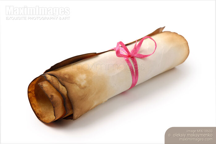 Stock photo of Roll of Parchment Buy commercial use license at MaximImages