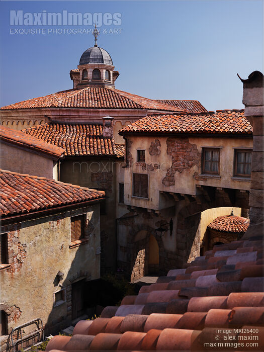 Roofs of old houses Venetian town Stock photo of Roofs of old houses Venetian town Buy commercial use license at MaximImages