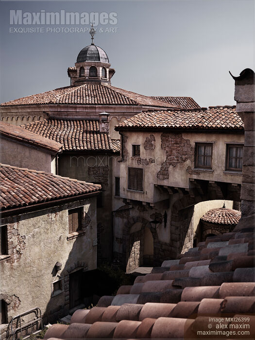 Rooftops of old houses in Venetian town Stock photo of Rooftops of old houses in Venetian town Buy commercial use license at MaximImages