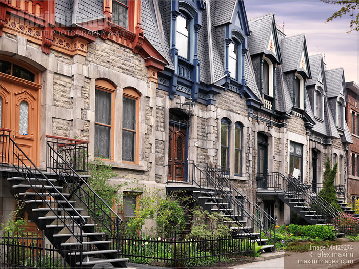 Stock photo of Row of old town houses on Avenue Laval in Montreal Quebec Buy commercial use license at MaximImages