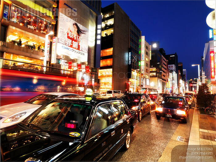 Stock photo of Rush hour traffic in Ginza Tokyo Buy commercial use license at MaximImages