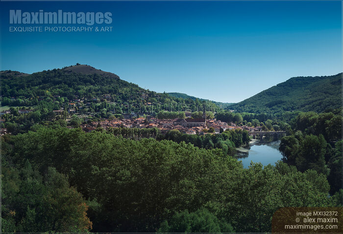 Stock photo of Saint-Antonin-Noble-Val a commune in South of France Medieval town landscape. Buy commercial use license at MaximImages