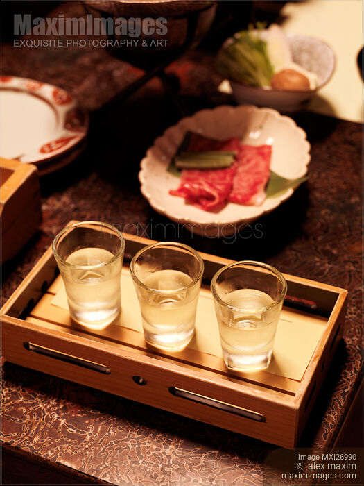 Stock photo of Sake in glasses Buy commercial use license at MaximImages