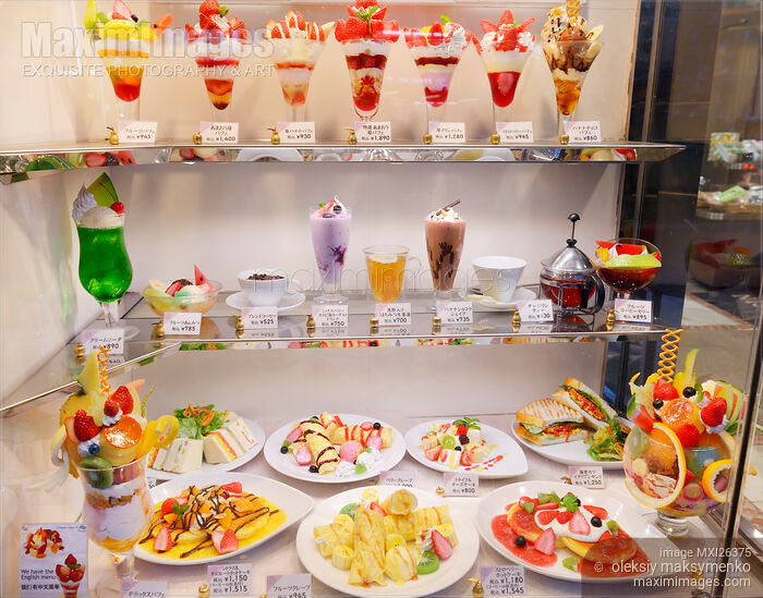 Stock photo of Sampuru fake food display at cafe in Tokyo Japan Buy commercial use license at MaximImages