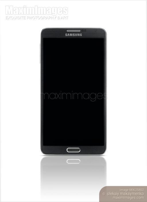 Stock photo of Samsung Galaxy Note III smartphone with blank screen Buy commercial use license at MaximImages