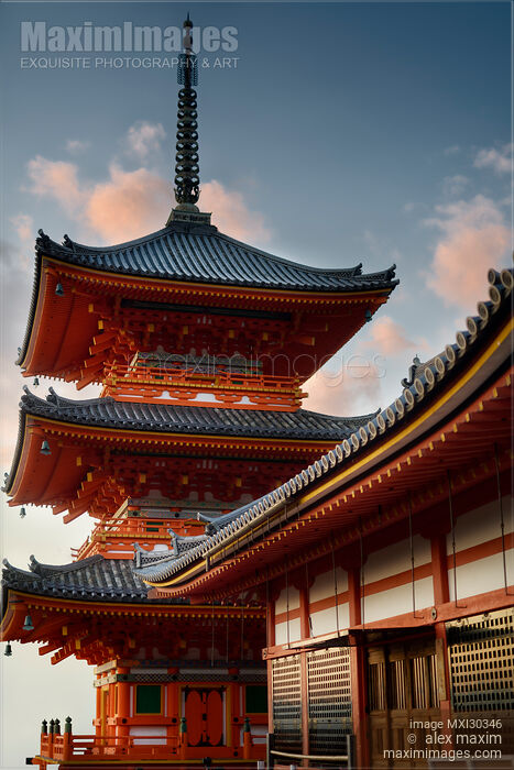 Sanju-no-to three-story pagoda of Kiyomizu-dera temple in Kyoto Japan Stock photo of Sanju-no-to three-story pagoda of Kiyomizu-dera temple in Kyoto Japan Buy commercial use license at MaximImages