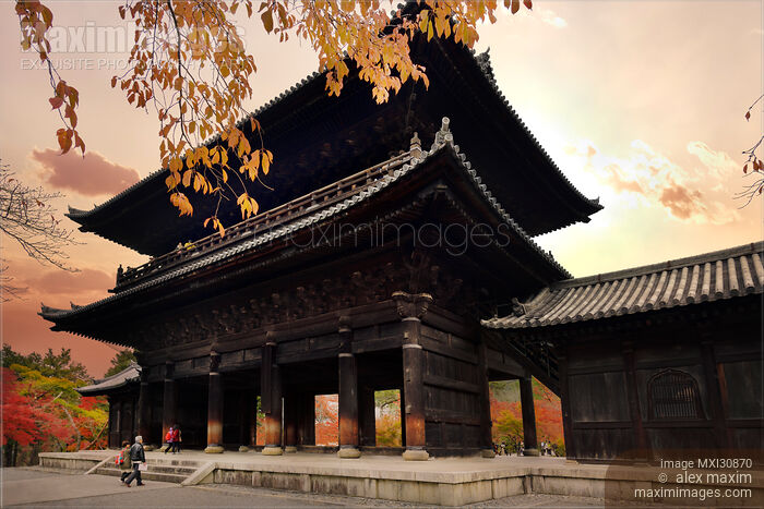 Stock photo of Sanmon the main gate of Nanzen-ji Zen Buddhist temple in Kyoto Japan Buy commercial use license at MaximImages