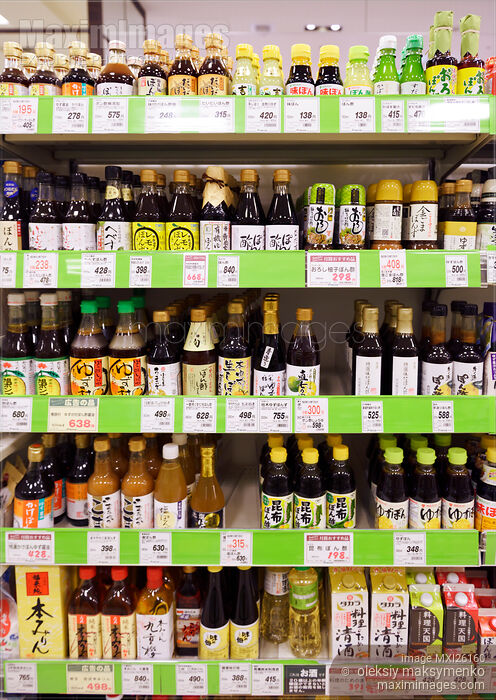 Stock photo of Sauces in a Japanese store Buy commercial use license at MaximImages