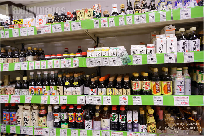 Stock photo of Sauces in Japanese supermarket Buy commercial use license at MaximImages