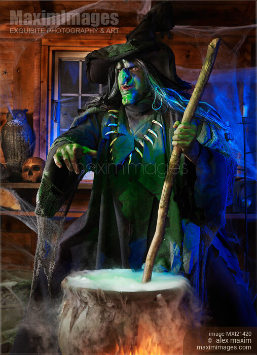 Scary Old Witch with a Cauldron Stock photo of Scary Old Witch with a Cauldron Buy commercial use license at MaximImages