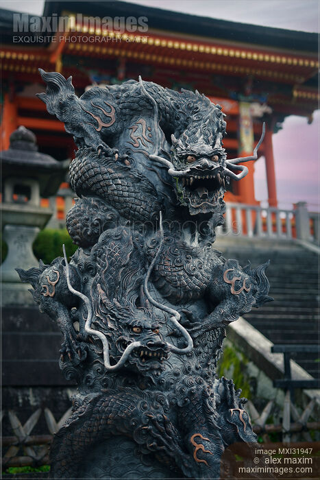 Stock photo of Seiryu Blue Dragon statue of Kiyomizu-dera Buddhist temple in Kyoto Japan Buy commercial use license at MaximImages