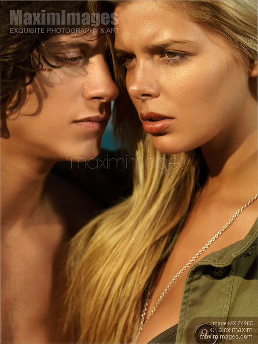 Sensual young couple faces Stock photo of Sensual young couple faces Buy commercial use license at MaximImages