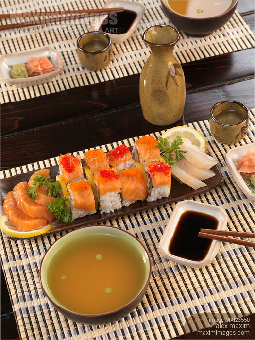 Stock photo of Served Sushi Buy commercial use license at MaximImages
