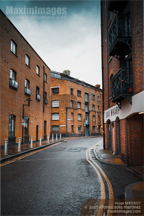 Stock photo of Shad Thames historic industrial city street with brick buildings in London Buy commercial use license at MaximImages