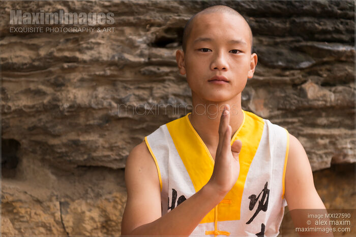 Shaolin martial arts school student portait Stock photo of Shaolin martial arts school student portait Buy commercial use license at MaximImages