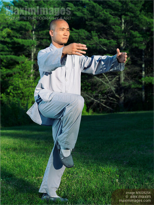 Shaolin monk practicing Qi Gong in the nature Stock photo of Shaolin monk practicing Qi Gong in the nature Buy commercial use license at MaximImages