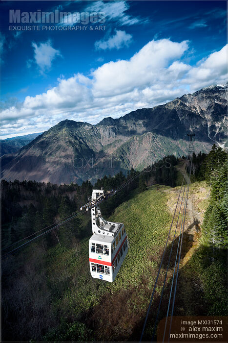 Shinhotaka Ropeway double decker gondola Shin-hotaka cable car in Japan Hida Mountains Stock photo of Shinhotaka Ropeway double decker gondola Shin-hotaka cable car in Japan Hida Mountains Buy commercial use license at MaximImages
