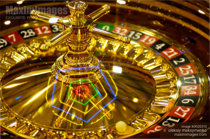 Stock photo of Shining Golden Casino Roulette Buy commercial use license at MaximImages