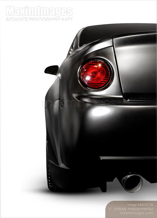 Stock photo of Shiny black car rear view Buy commercial use license at MaximImages