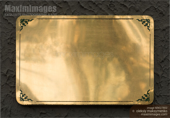 Stock photo of Shiny brass metal sign texture Buy commercial use license at MaximImages