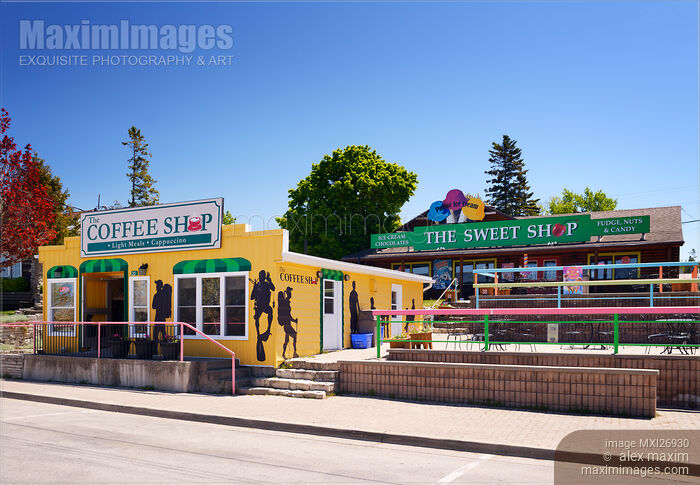 Stock photo of Shops in Tobermory Ontario Buy commercial use license at MaximImages