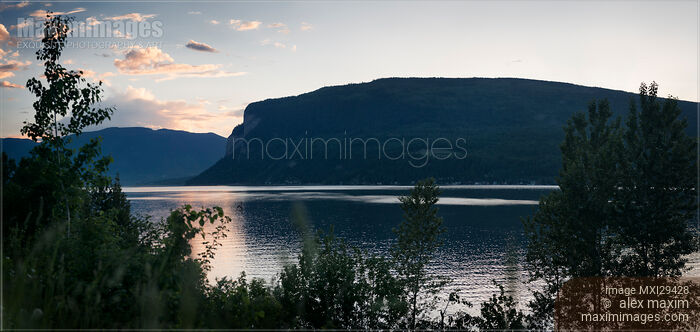 Shuswap Lake sunset landscape panoramic nature scenery BC Canada Stock photo of Shuswap Lake sunset landscape panoramic nature scenery BC Canada Buy commercial use license at MaximImages