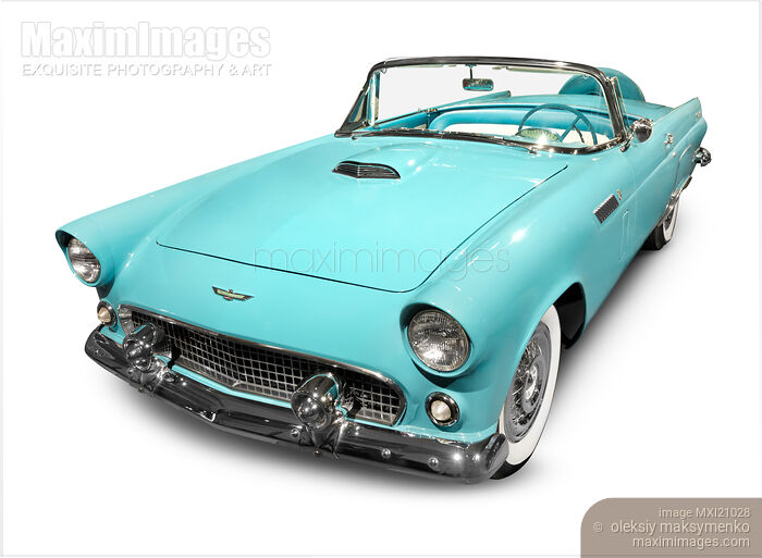Stock photo of Sky Blue 1956 Ford Thunderbird Classic Car Buy commercial use license at MaximImages