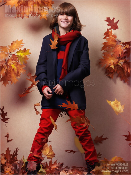 Smiling boy children fall fashion clothes Stock photo of Smiling boy children fall fashion clothes Buy commercial use license at MaximImages