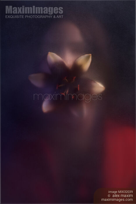 Snake-like monstrous woman with an open lily flower in her mouth standing behind a hazy glass door Nightmare concept Stock photo of Snake-like monstrous woman with an open lily flower in her mouth standing behind a hazy glass door Nightmare concept Buy commercial use license at MaximImages