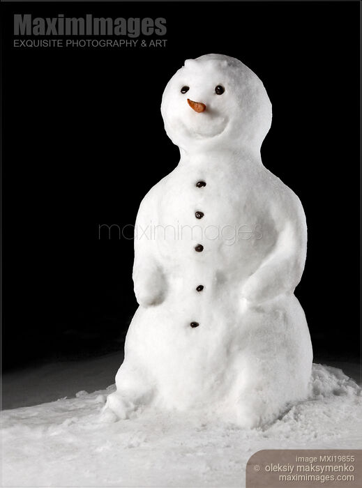 Stock photo of Snowman at night Buy commercial use license at MaximImages