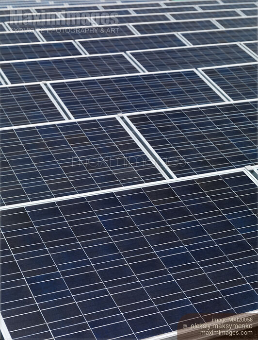 Stock photo of Solar Panels on a Roof Buy commercial use license at MaximImages