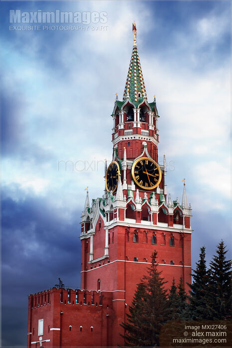 Stock photo of Spasskaya Tower The Kremlin in Moscow Buy commercial use license at MaximImages