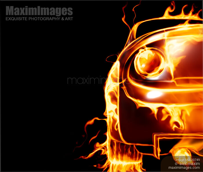 Sports Car in Flames Stock image of Sports Car in Flames Buy commercial use license at MaximImages