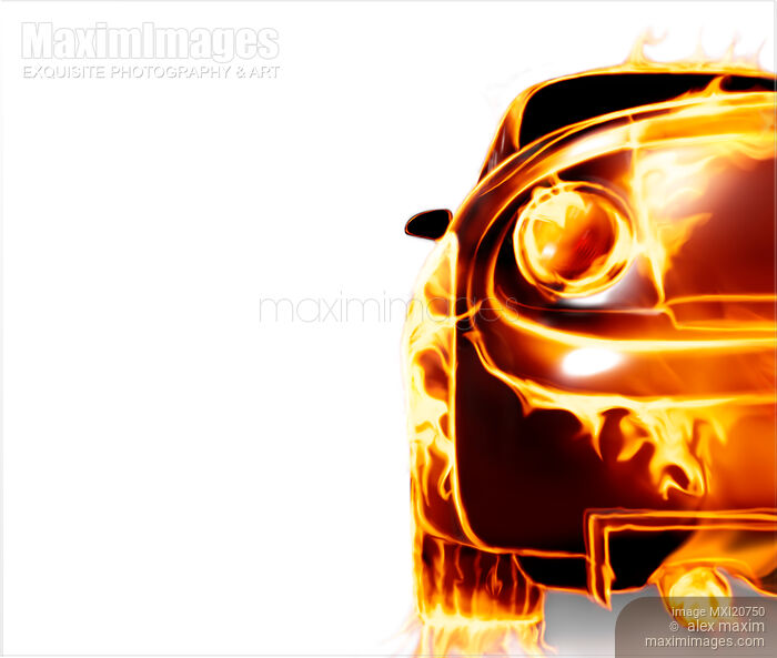 Sports Car in Flames Stock image of Sports Car in Flames Buy commercial use license at MaximImages