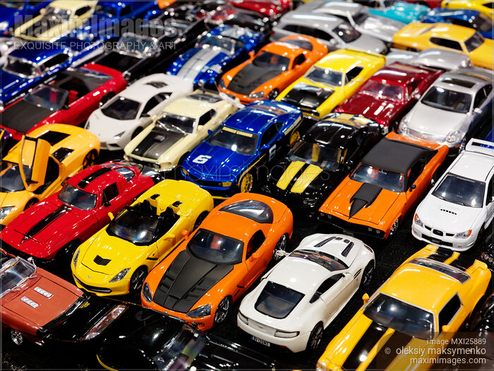 Stock photo of Sports cars die-cast models Buy commercial use license at MaximImages