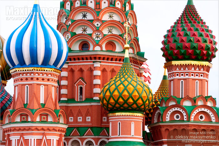 St Basils Cathedral Domes in Moscow Russia Stock photo of St Basils Cathedral Domes in Moscow Russia Buy commercial use license at MaximImages