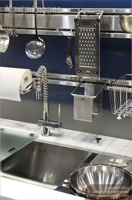 Stock photo of Stainless steel kitchenware Buy commercial use license at MaximImages